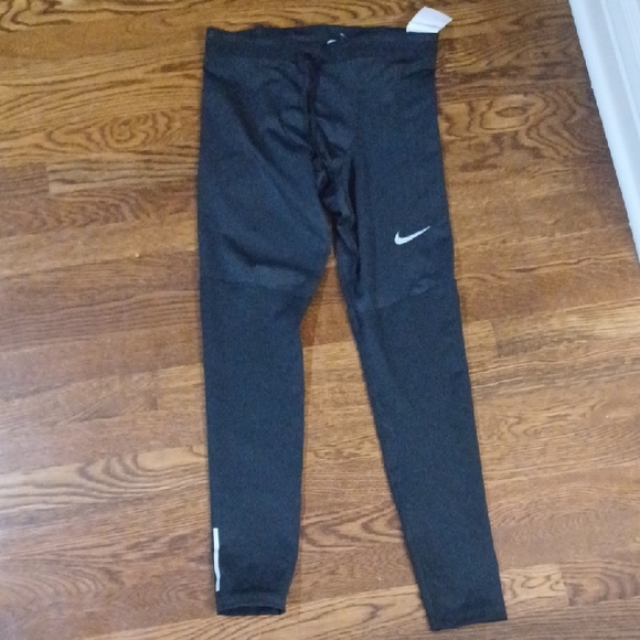 New Nike Black Leggings Tight Fit with White Swoosh Size S